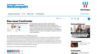 
                            3. Das neue ComCenter - NetKompakt - NetCologne …