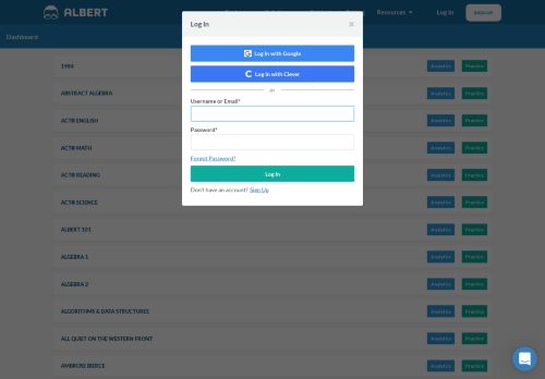 
                            3. Dashboard - Albert.io