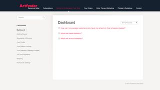 
                            3. Dashboard - Artfinder Seller Support