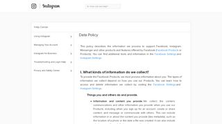 
                            2. Data Policy | Instagram Help Center