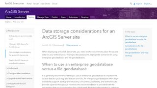 
                            4. Data storage considerations for an ArcGIS Server site—Deploy ...