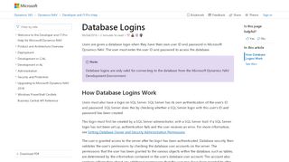 
                            1. Database Logins - Dynamics NAV | Microsoft Docs