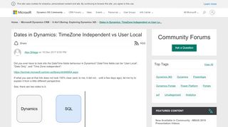 
                            6. Dates in Dynamics: TimeZone Independent vs User Local - Microsoft ...