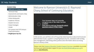 
                            8. DE Help: Students - Ryerson University
