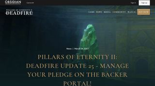 
                            1. Deadfire Update 25 - Manage Your Pledge on the Backer Portal!