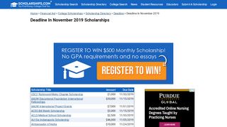 
                            9. Deadline In November 2019 Scholarships - …