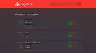 
                            9. deezer.com passwords - BugMeNot