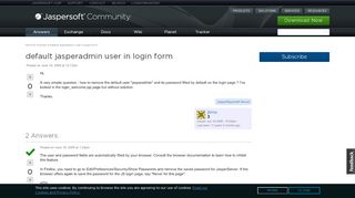 
                            3. default jasperadmin user in login form | Jaspersoft Community