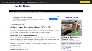 
                            2. Default Login Password | Ubee DVW32CB | Router Guide