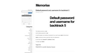 
                            3. Default password and username for backtrack 5 ? Memorise