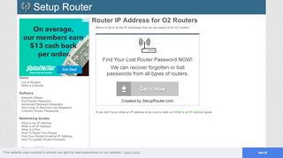 
                            4. Default router IP addresses for O2 routers. - SetupRouter