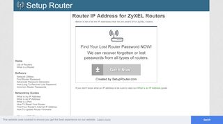 
                            4. Default router IP addresses for ZyXEL routers. - SetupRouter