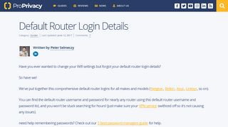 
                            6. Default Router Login Details - All Makes and Models - ProPrivacy.com