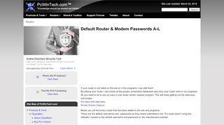 
                            8. Default Router & Modem Passwords A-L | PcWinTech.com™