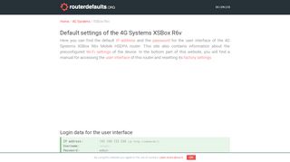 
                            4. Default settings of the 4G Systems XSBox R6v