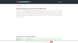 
                            6. Default settings of the 7links PX-4885-919