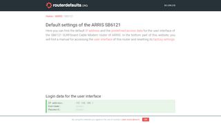 
                            5. Default settings of the ARRIS SB6121 - …