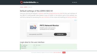 
                            5. Default settings of the ARRIS SB6141 - …