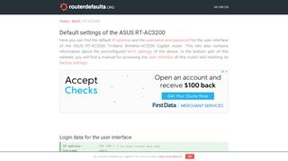 
                            7. Default settings of the ASUS RT-AC3200 - routerdefaults.org