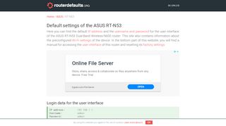 
                            5. Default settings of the ASUS RT-N53 - …