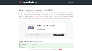 
                            11. Default settings of the Linksys WAG120N - routerdefaults.org