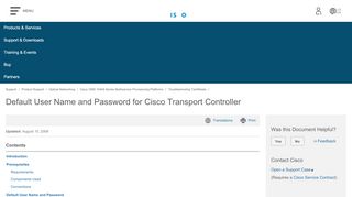 
                            3. Default User Name and Password for Cisco Transport ...