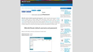 
                            2. Default Username and Password for Mikrotik Router ...