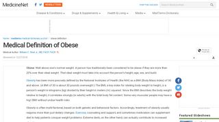 
                            8. Definition of Obese - MedicineNet