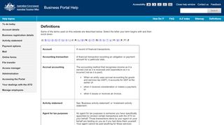 
                            1. definitions | Business Portal Help - Ato