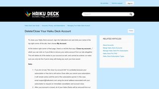 
                            6. Delete/Close Your Haiku Deck Account