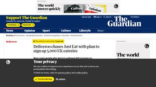 
                            9. Deliveroo chases Just Eat with plan to sign up 5,000 UK eateries ...