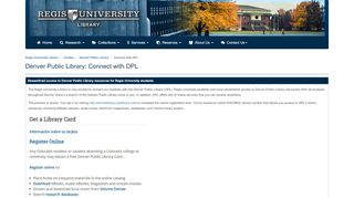 
                            9. Denver Public Library: Connect with DPL - libguides.regis.edu