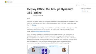 
                            6. Deploy Office 365 Groups with Dynamics 365 for Customer ...