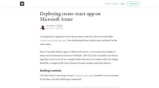 
                            4. Deploying create-react-app on Microsoft Azure - Toni Petrina - Medium