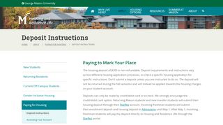 
                            8. Deposit Instructions | Housing - George Mason University