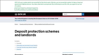 
                            11. Deposit protection schemes and landlords - GOV.UK