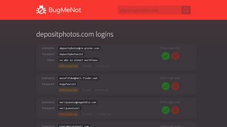 
                            8. depositphotos.com passwords - BugMeNot