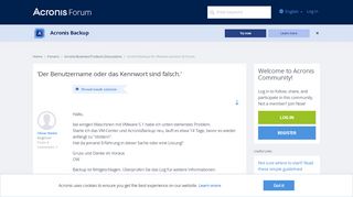 
                            7. 'Der Benutzername oder das Kennwort sind ... - Acronis Forum