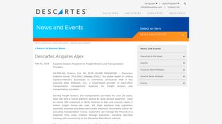 
                            3. Descartes Acquires Aljex | Descartes