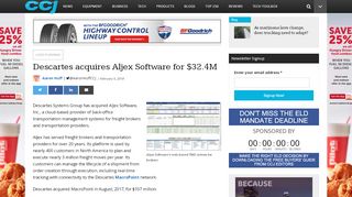 
                            5. Descartes acquires Aljex Software for $32.4M