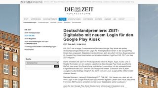 
                            5. Deutschlandpremiere: ZEIT-Digitalabo mit neuem Login für ...