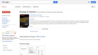 
                            8. Develop on Yammer: Social Integration for Modern Business Applications - Google Books Result