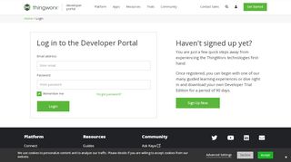 
                            5. Developer Portal Login | Developer Portal : ThingWorx