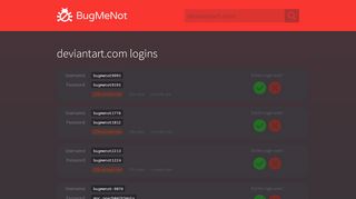 
                            8. deviantart.com passwords - BugMeNot