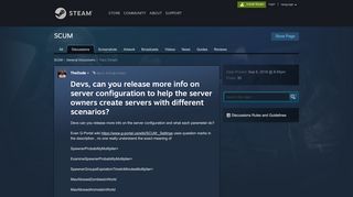 
                            6. Devs, can you release more info on server configuration to help the ...