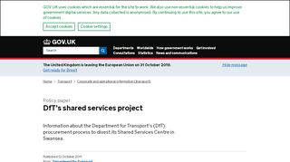 
                            3. DfT's shared services project - GOV.UK