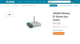 
                            9. DI-524 54Mbit Wireless IP-Router plus Switch | D-Link ...