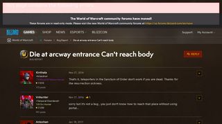 
                            4. Die at arcway entrance Can't reach body - World of Warcraft Forums ...