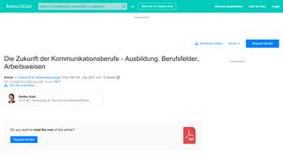 
                            6. Die Zukunft der Kommunikationsberufe - Ausbildung, Berufsfelder ...