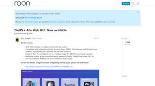 
                            6. DietPi + Allo Web GUI: Now available - DietPi - Roon Labs ...